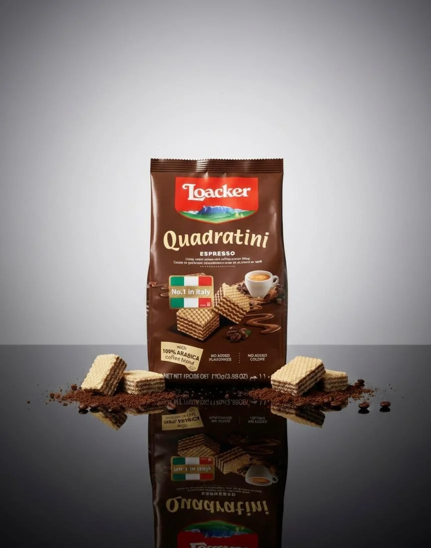 Loacker Quadratini Espresso 125g – Authentic Italian Espresso Cream Wafer Cubes | Made in Italy