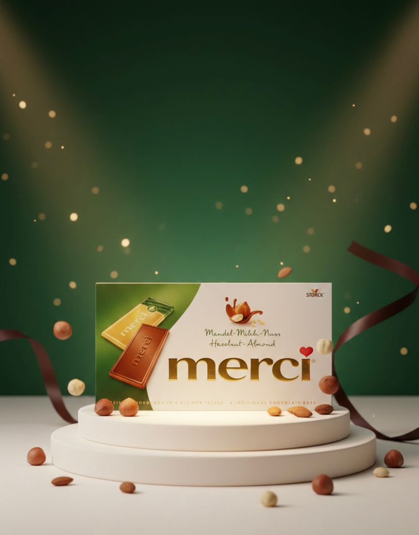 Merci Nougat Hazelnut Milk Chocolate 112g – Premium German Imported Chocolate